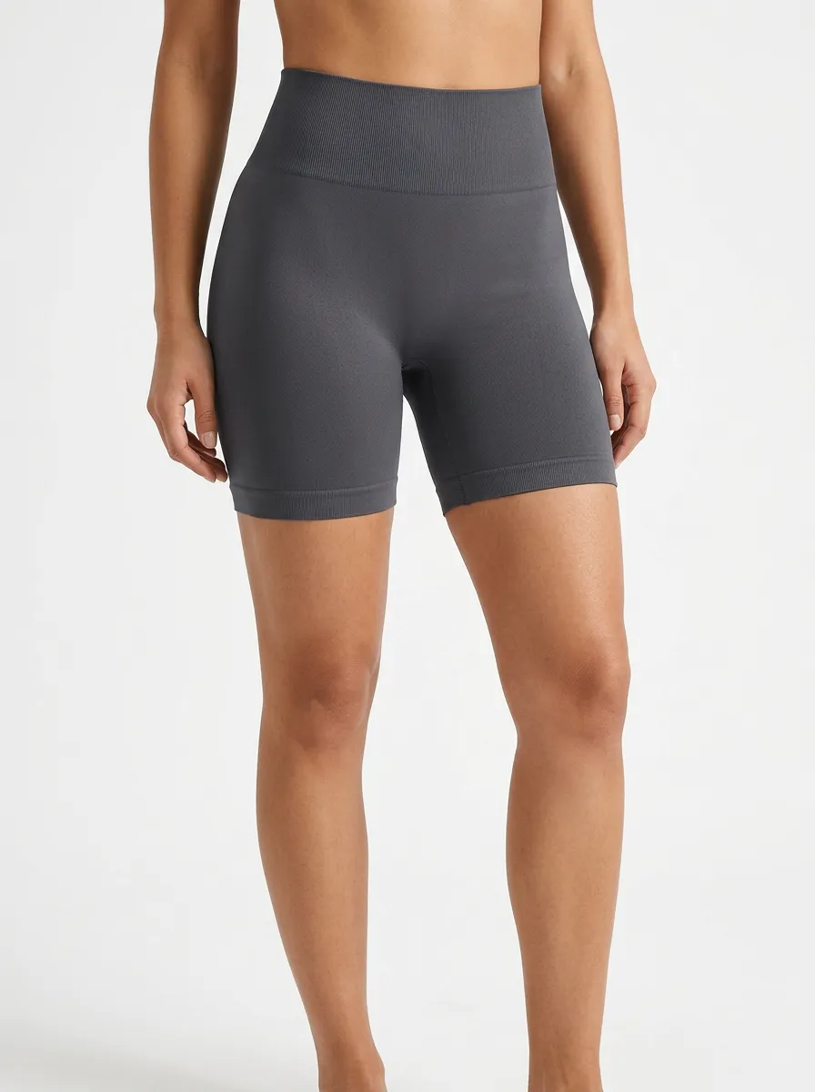Women's High-Rise Glute-Contour Ribbed-Hem Biker Shorts