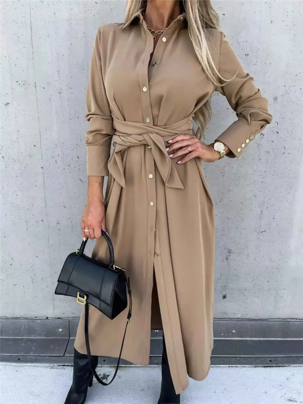Plus Size Button Front Shirt Dress