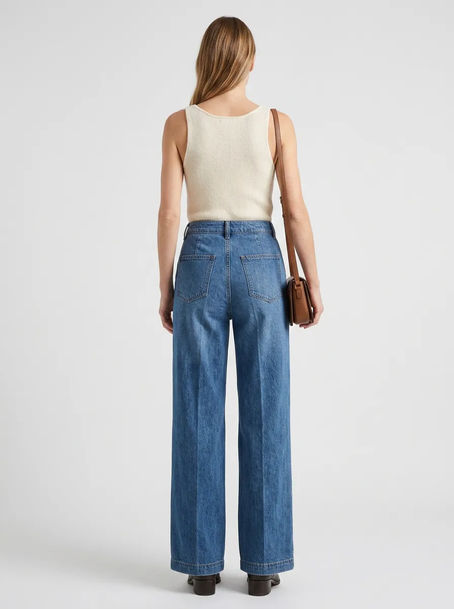 Women's Geometric Vintage Wide Leg Jeans