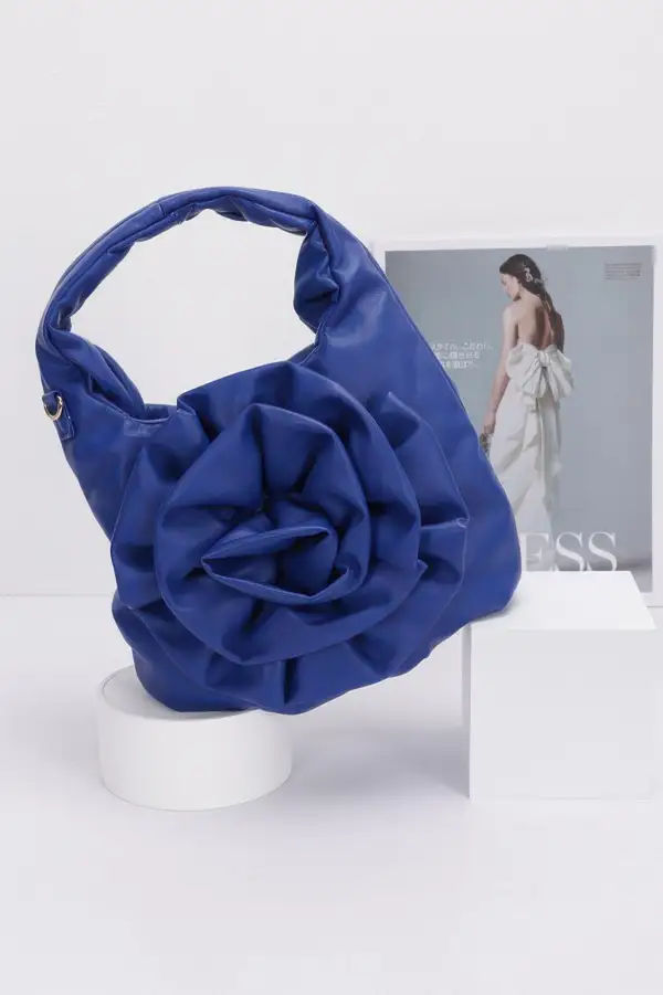 Faux Leather Flower Handle Bag
