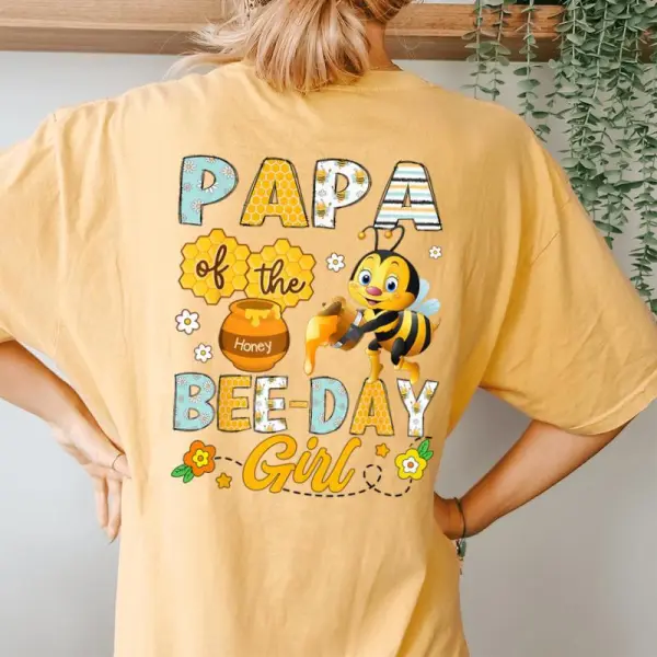 Papa Of The Bee-Day Girl Bee Birthday Party Women's Oversized Comfort T-Shirt Back Print