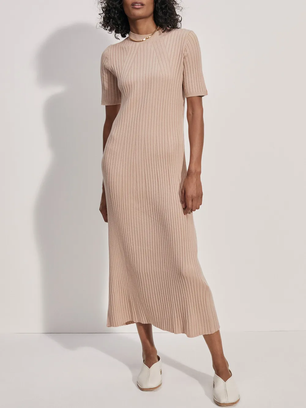 Crew Neck Rib Knit Maxi Dress