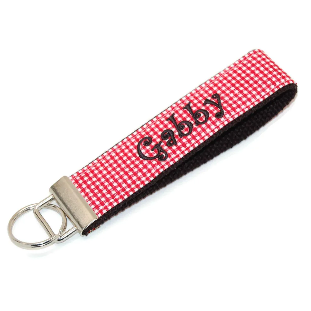 Gingham Check Whimsical Keychain