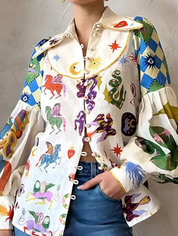 Vintage Illustration Print Shirt