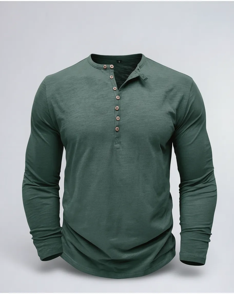 Classic Long Sleeve Henley Shirt
