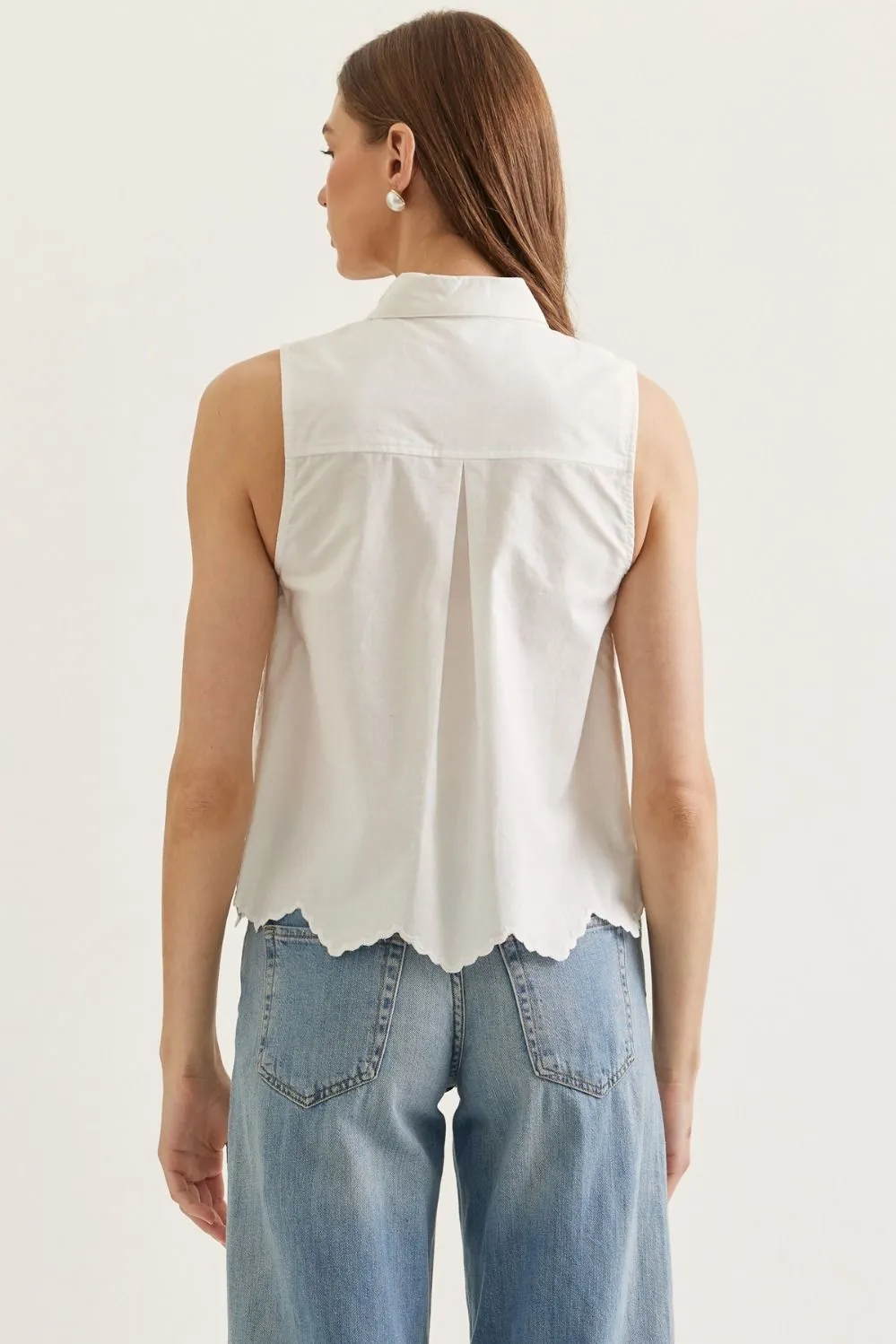 Neck Tie Eyelet Top - Off