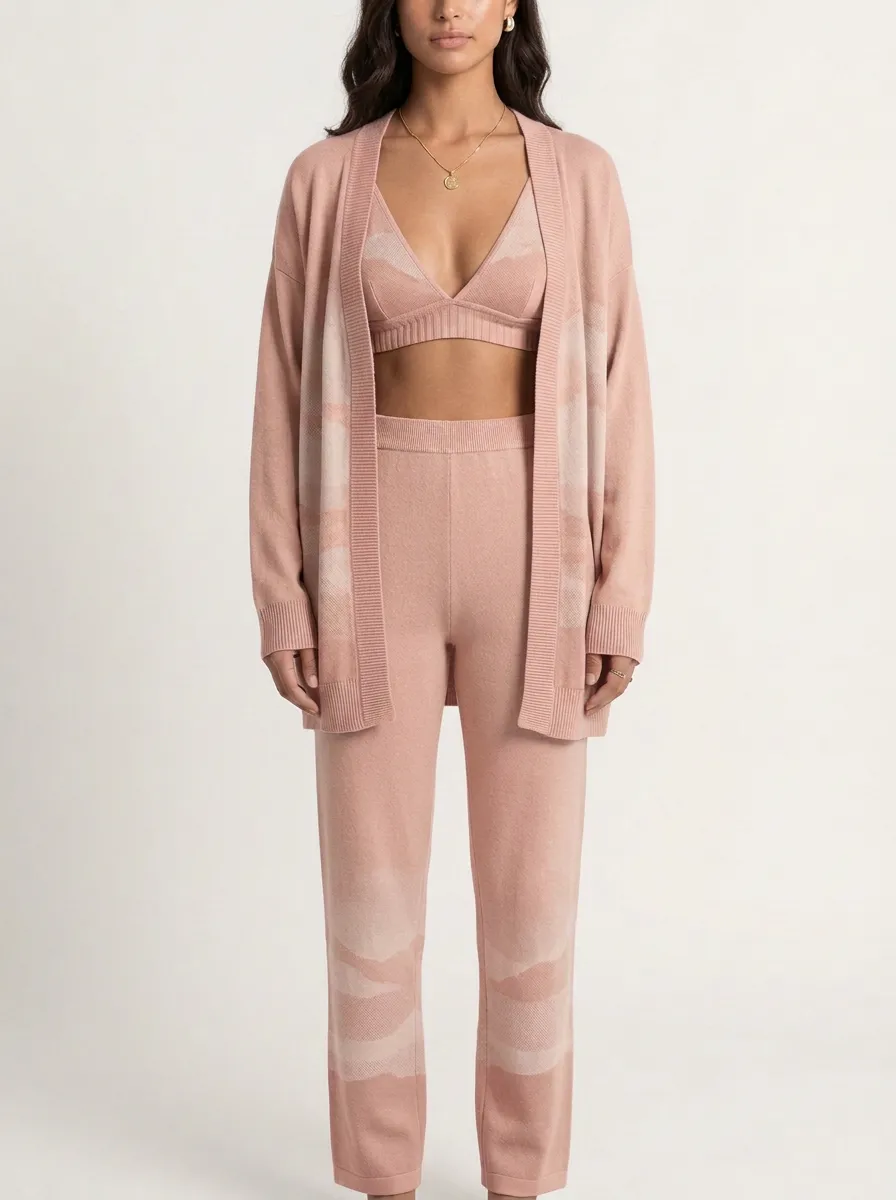 Abstract Cardigan Lounge Set