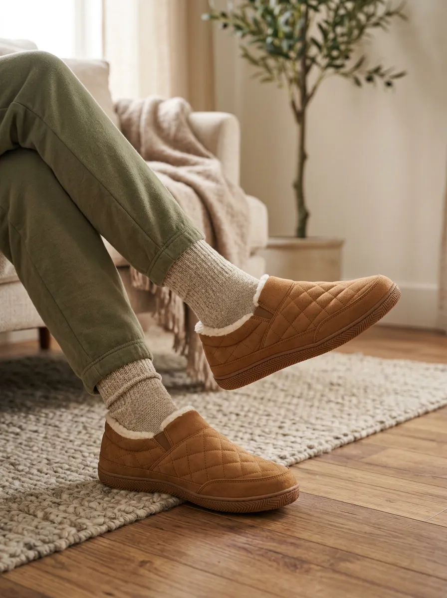 Classic Suede Look Quilted Lifestyle Look Unisex Warm Wool Shoes