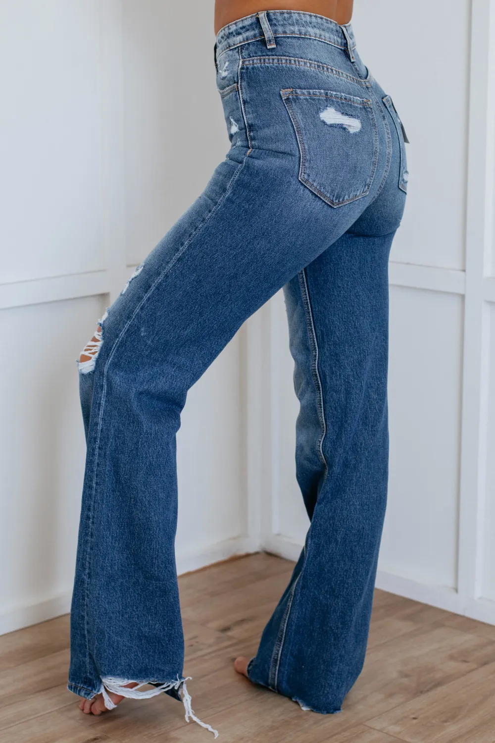 Women's High Rise Wide Leg Cotton Denim Jeans