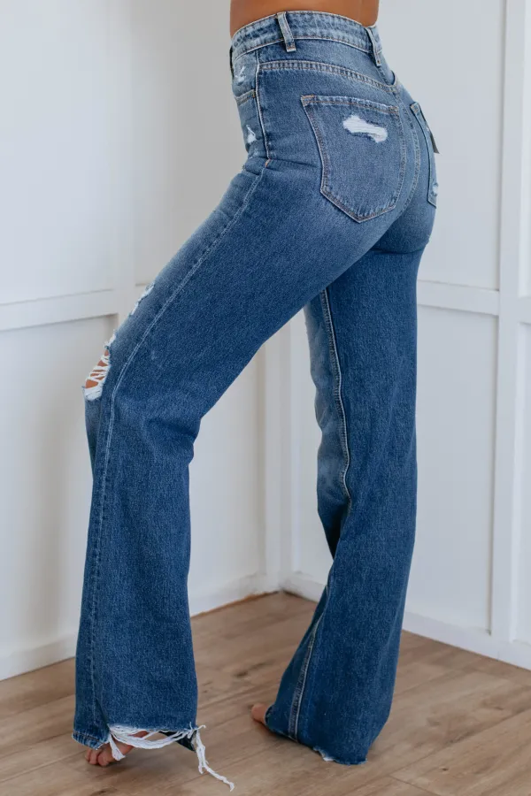 Women's High Rise Wide Leg Cotton Denim Jeans