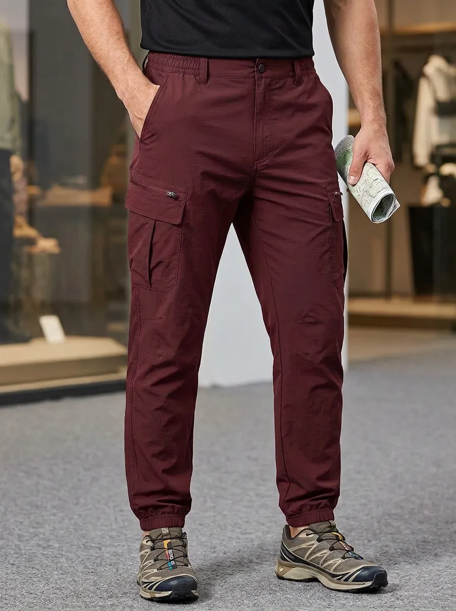 Men's Multi-Pocket Quick-Dry Active Belted Cargo Joggers