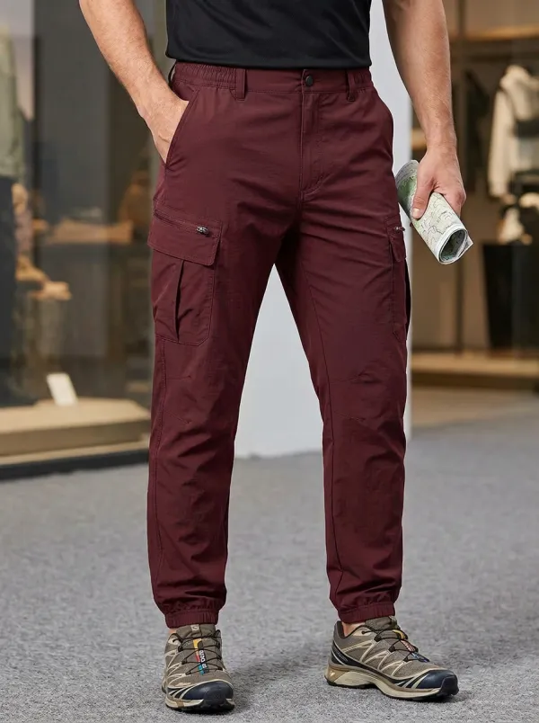 Men's Multi-Pocket Quick-Dry Active Belted Cargo Joggers