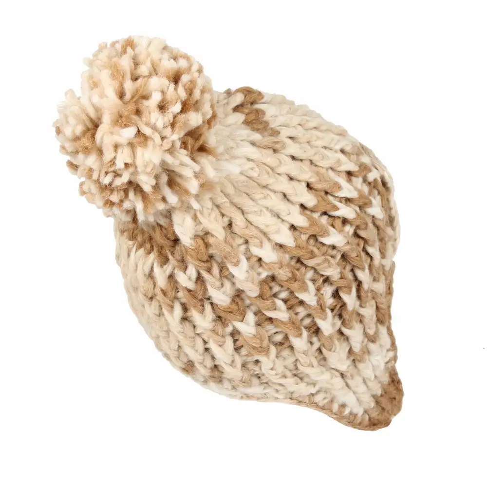 Knit Crochet Pom Pom Beanie Hat