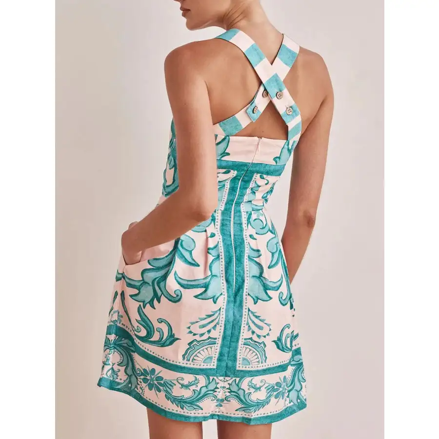 Everyday Printed Square Neck Mini Dress