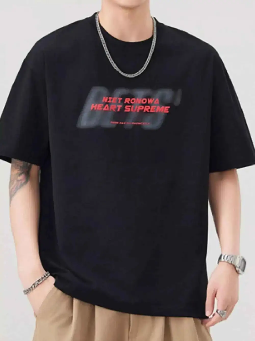 Round Neck Letter Graphic T-Shirt