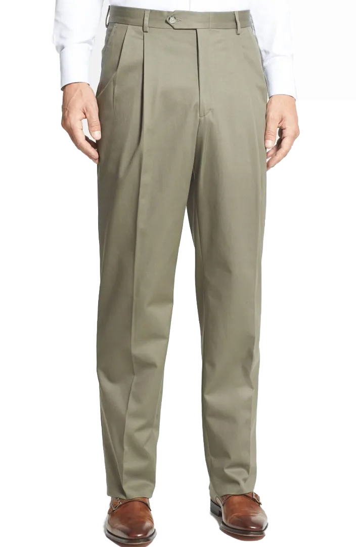 Traditional Microfiber Performance Flat Front Pleated Front Short Rise Trousers