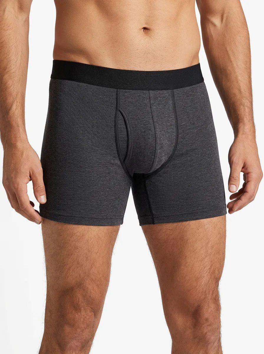 Men's Ribbed Cotton Boxer Briefs