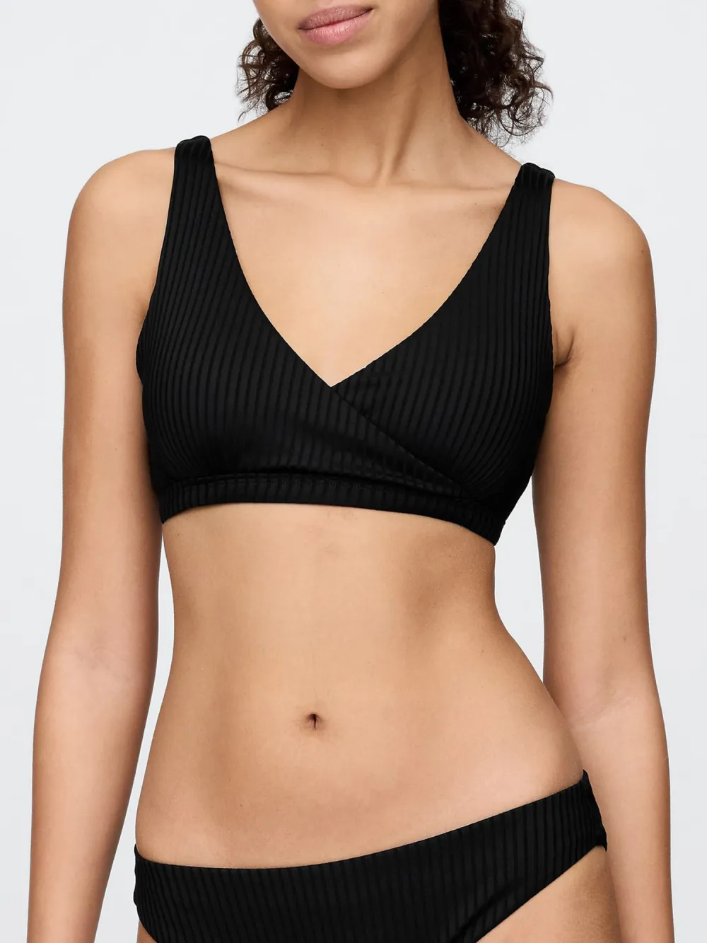 Solid Color V-Neck Bikini Top
