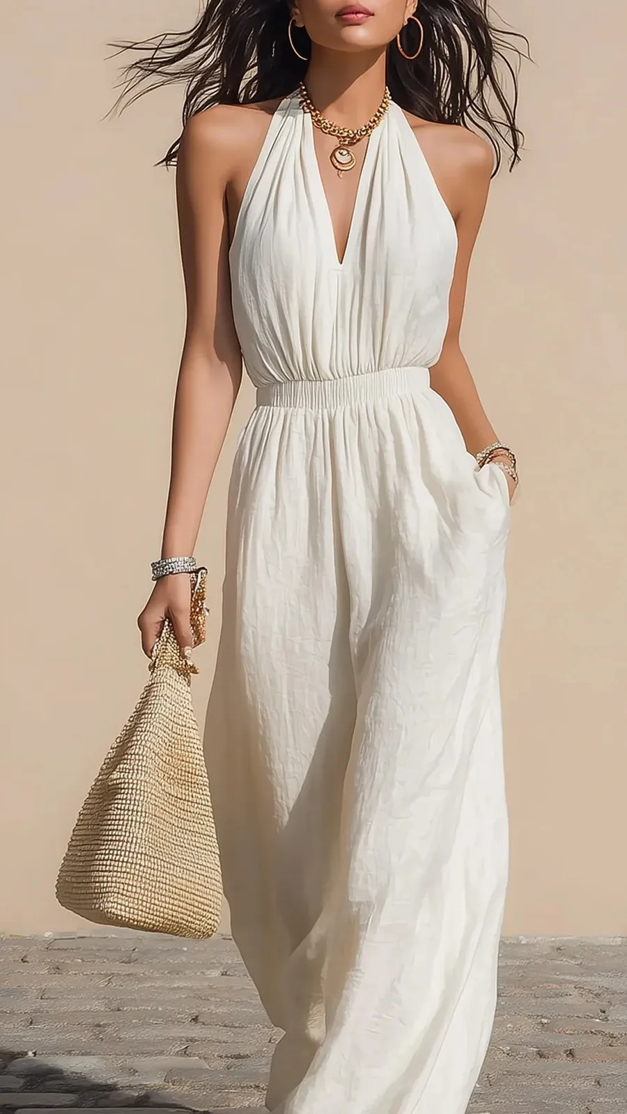 Pleated Wide Leg Jumpsuit