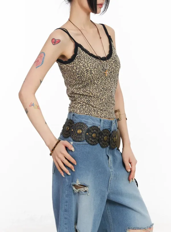 V-Neck Camo Lace Tank Top
