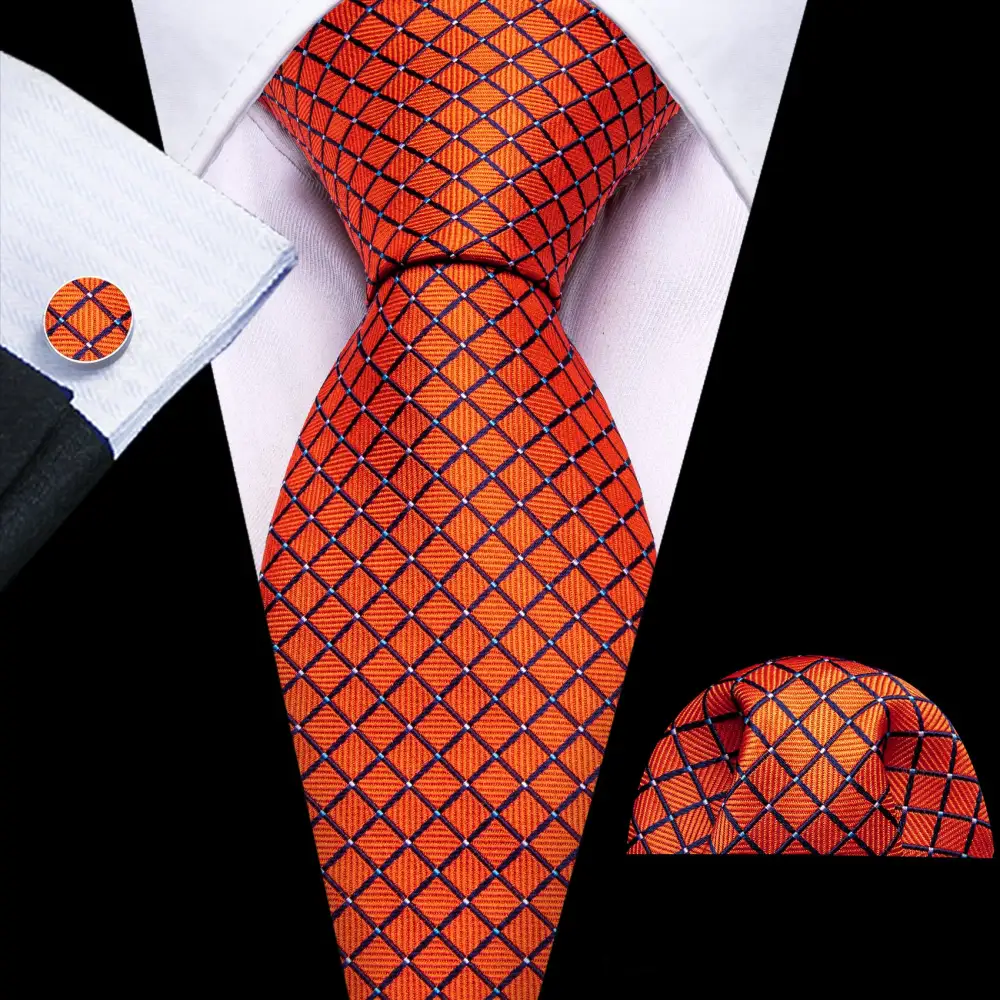 Classic Plaid Business Silk Necktie Set