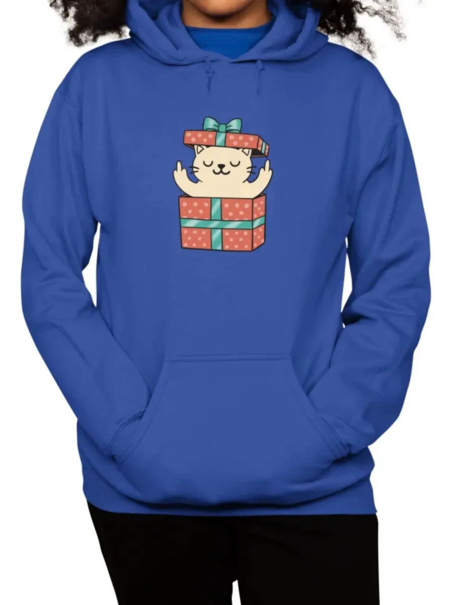 Cat In Box Print Hoodie