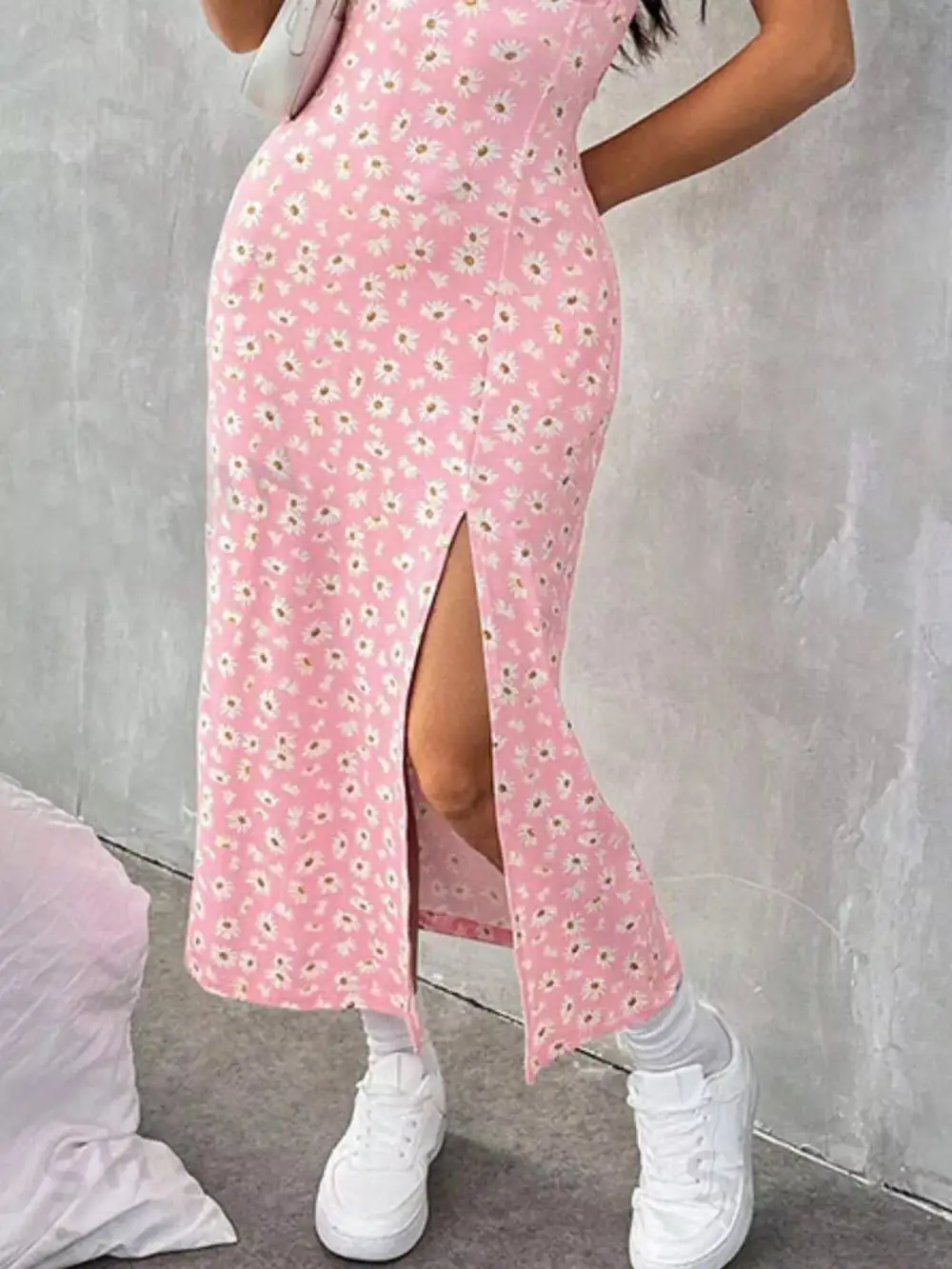 Slit Spaghetti Strap Midi Dress