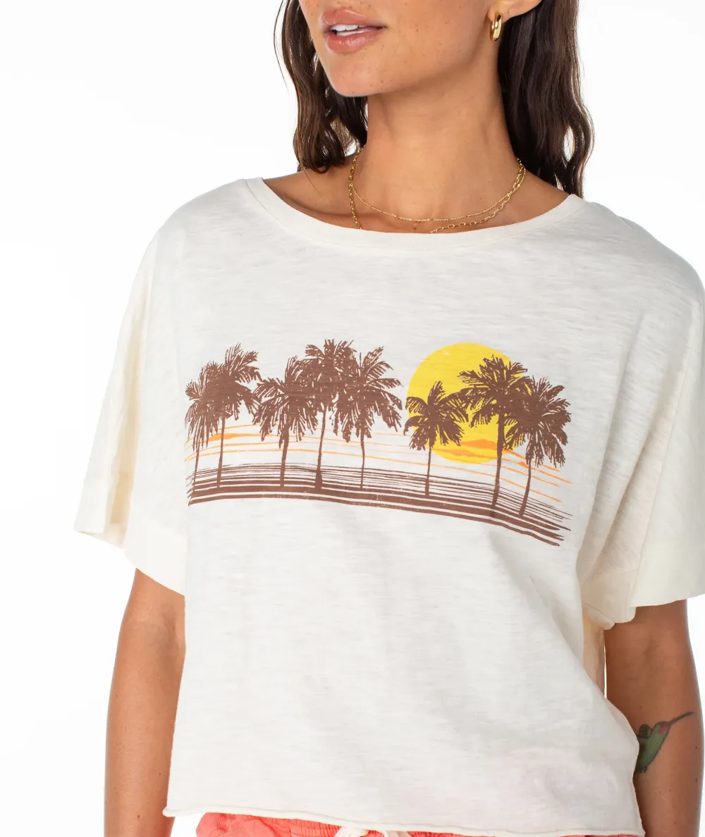 Cartoon Beach Print Casual T-Shirt