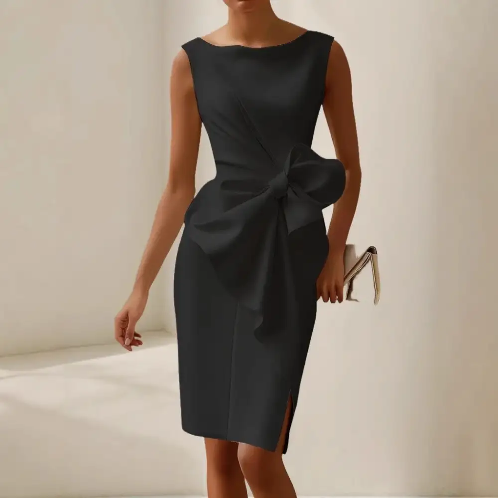  Cocktail Midi Dress Side Bow