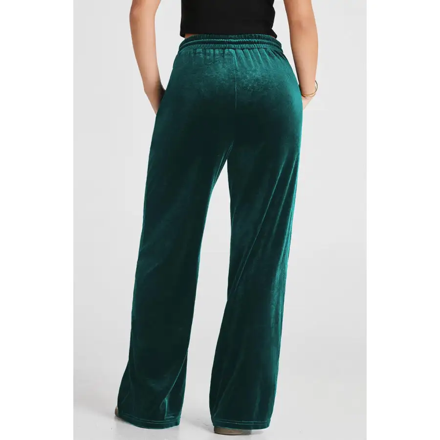 Drawstring Elastic Waist Straight Leg Pants
