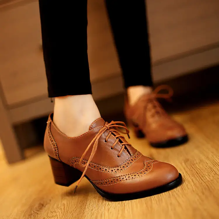 Lace Up Block Heel Floral Detail Casual High Heels