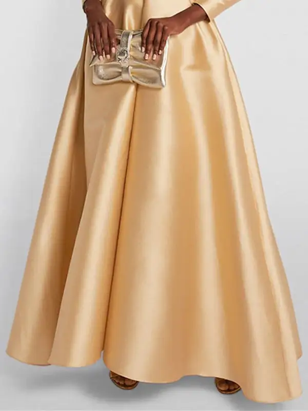 High Waisted Pleated Neck Maxi Dress