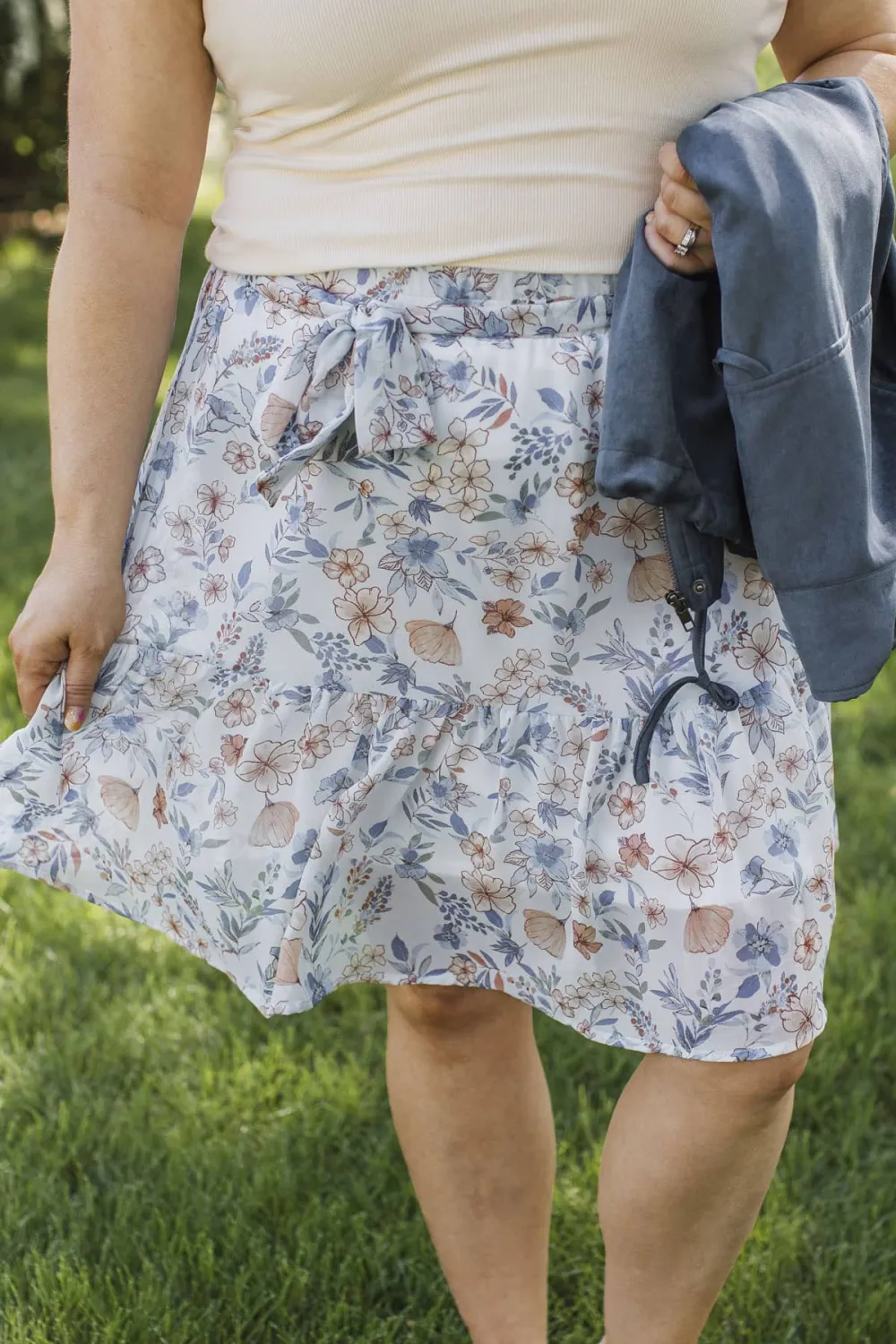 Elastic Waist Floral Everyday Skirt