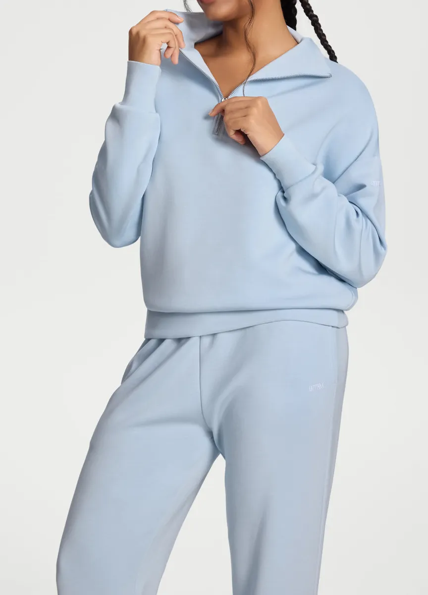 Relaxed Boxy Zip Collar Sweatshirt