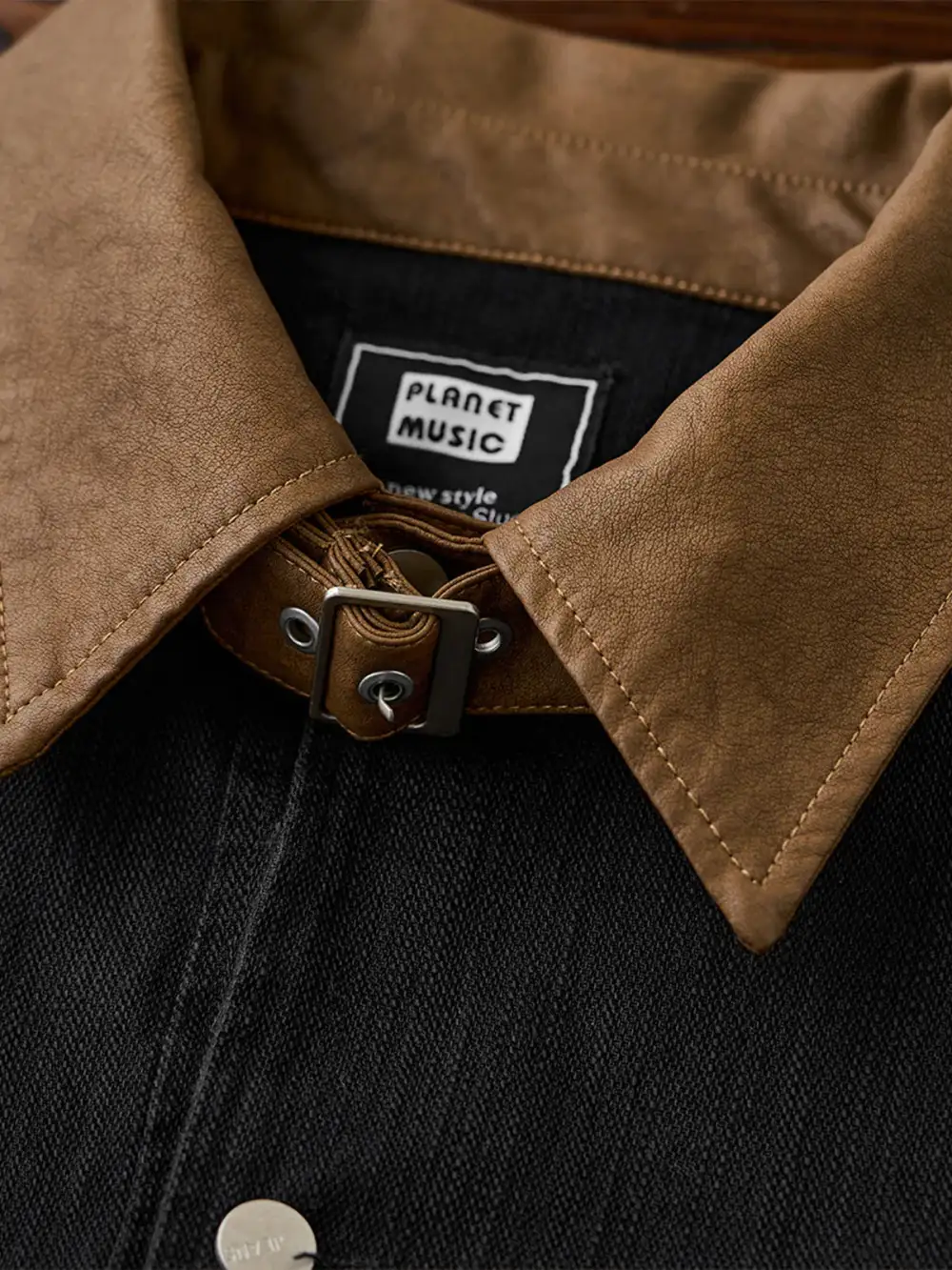 Men's Leather Button Front Field Jacket