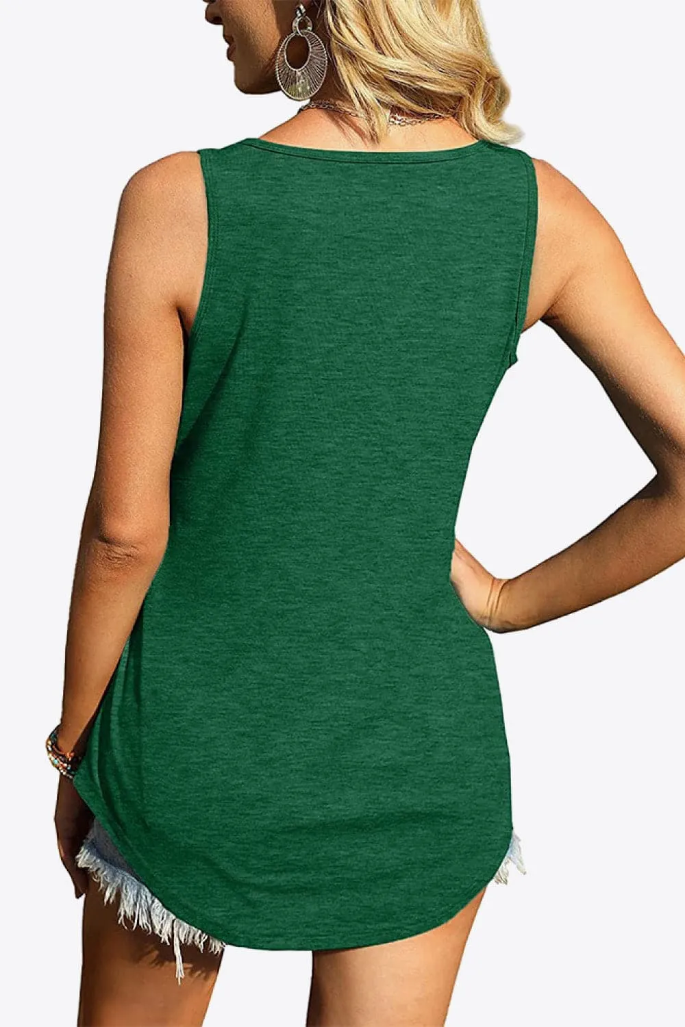 Curved Hem Square Neck Tank Top