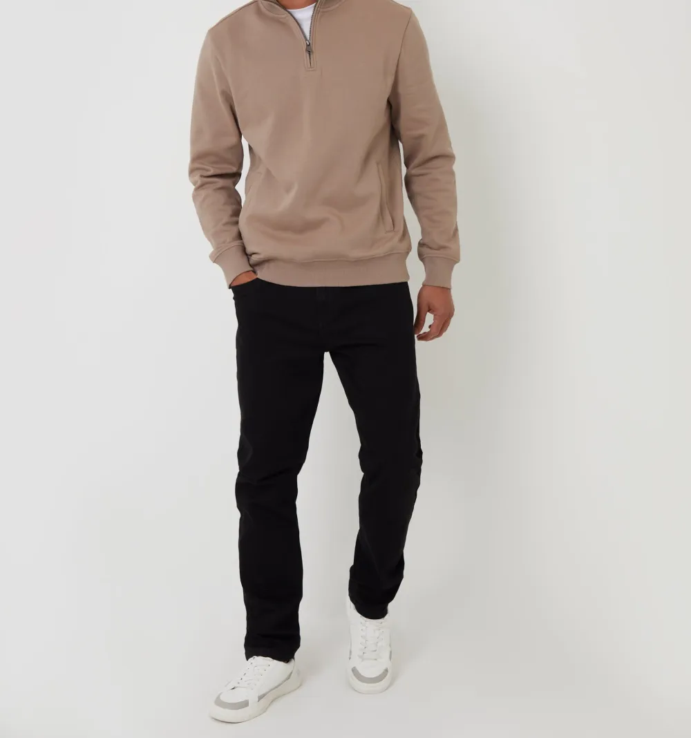 Men's Taupe Quarter-Zip Sweatshirt