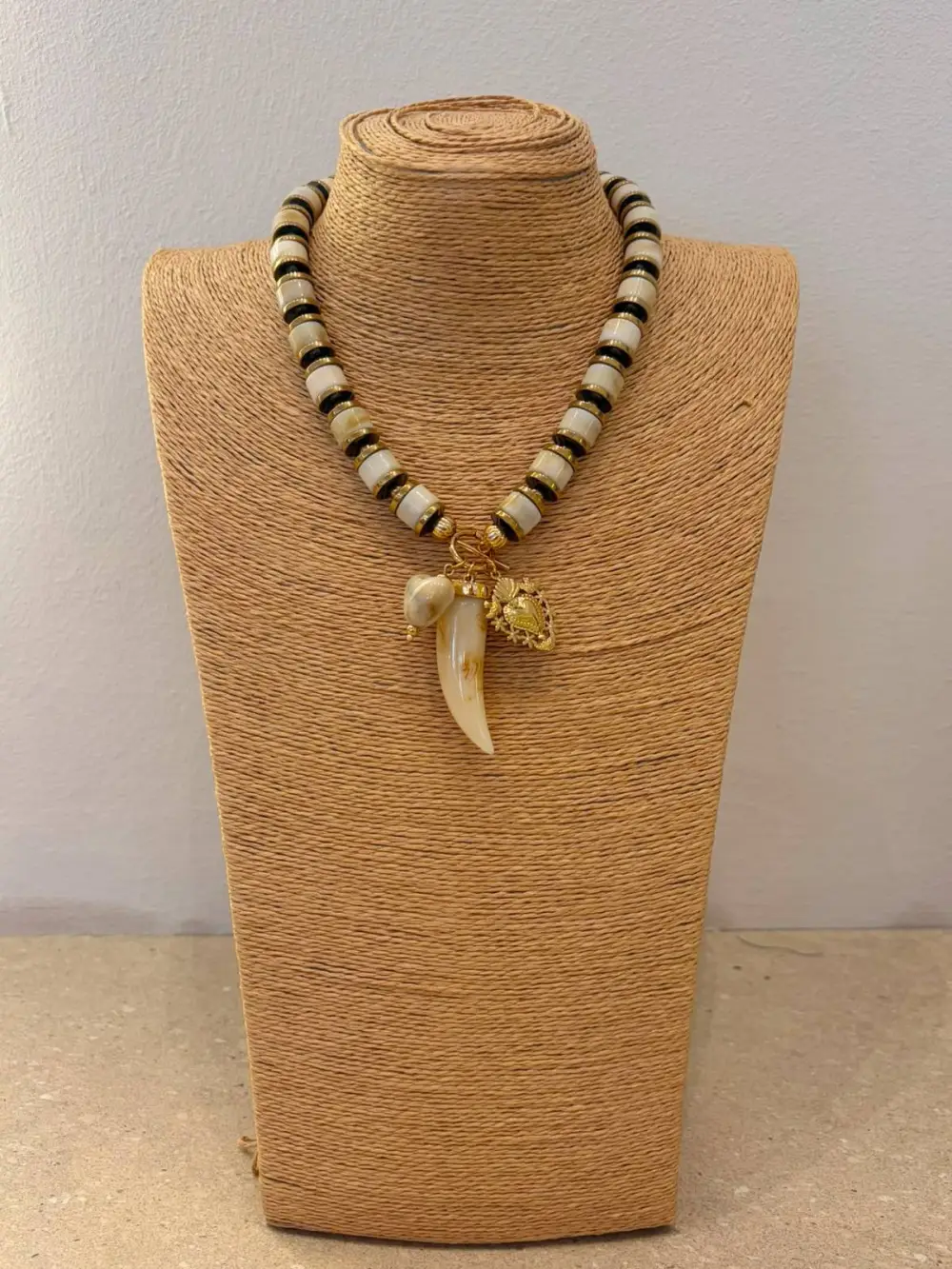 Beaded Horn Charm Necklace