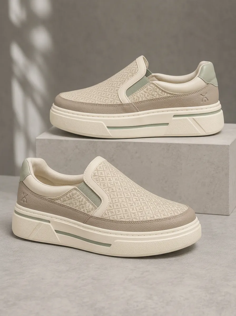 Men's Classic Geometric Pattern Patterned Slip-on Expressive Skate Shoes