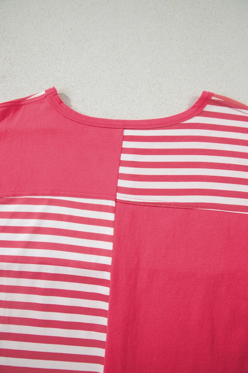 Pink Stripe Block Patchwork Drop Top