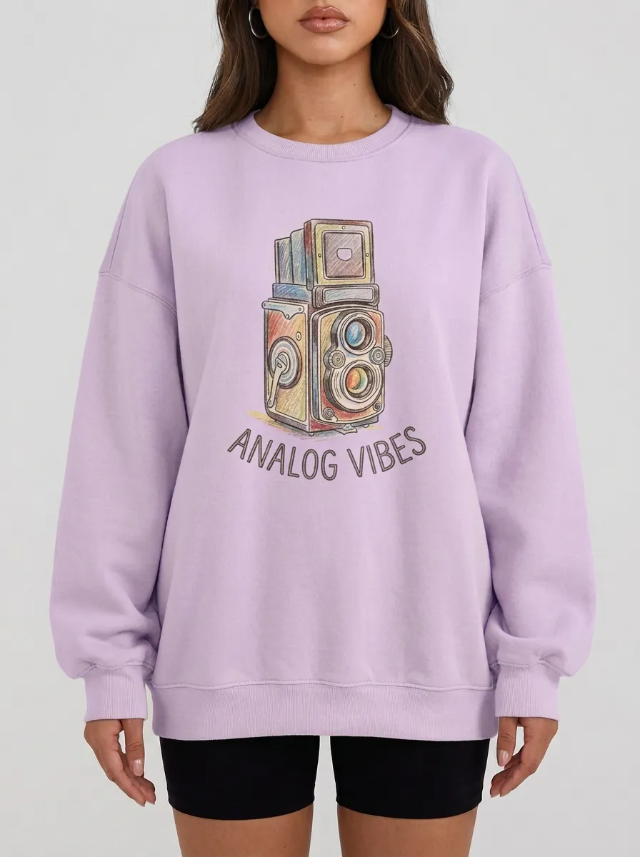 Women's Photographer Analog Vibes Vintage Camera Graphic Sweatshirt