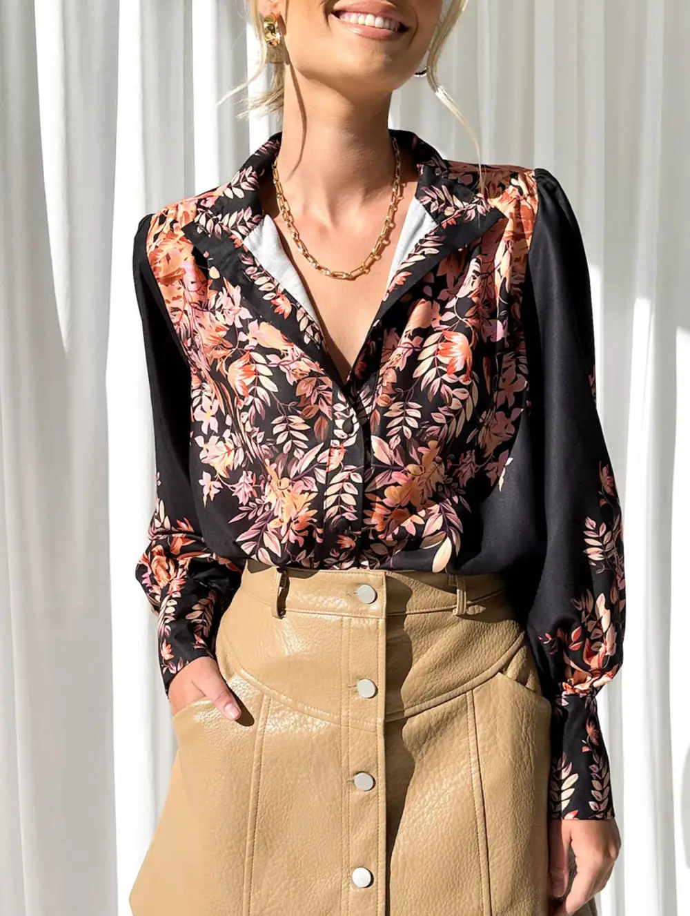 Lantern Sleeve Printed Top