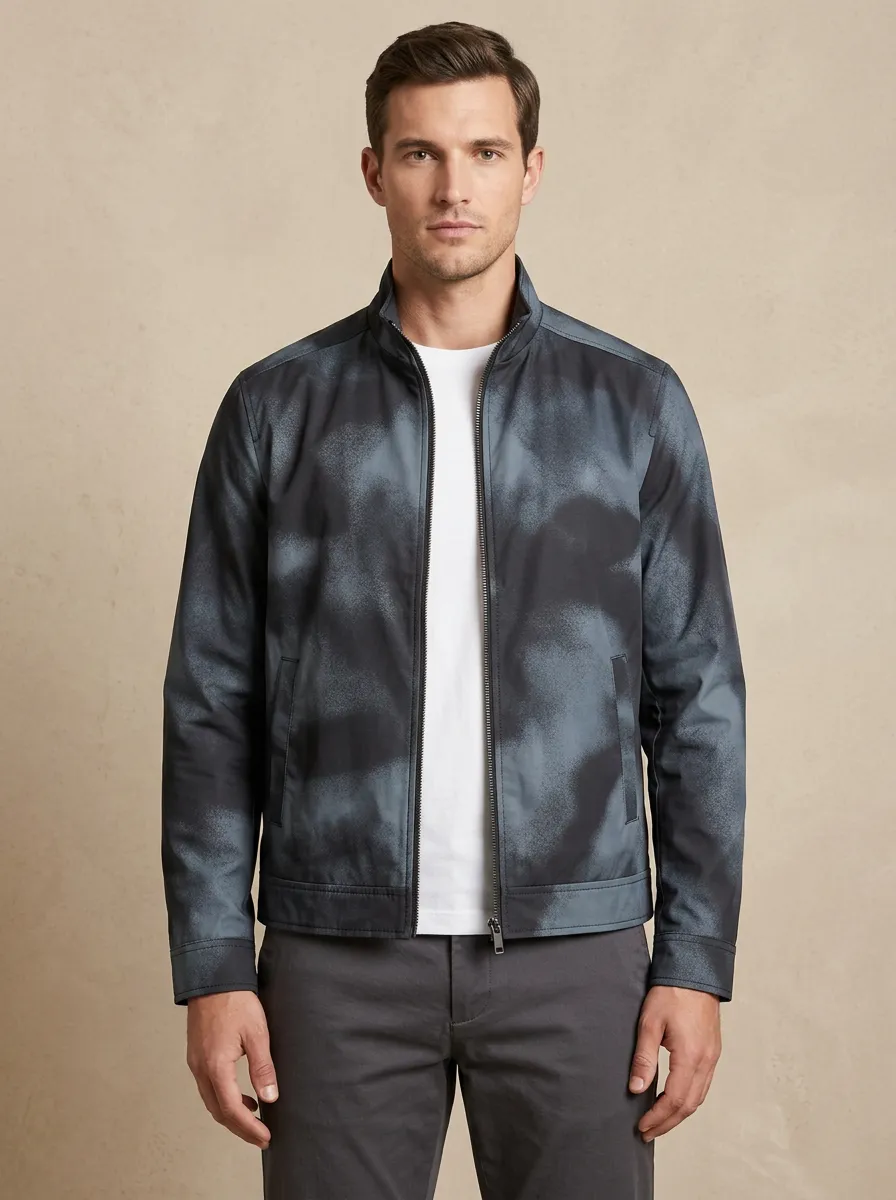 Abstract Print Zip-Up Jacket