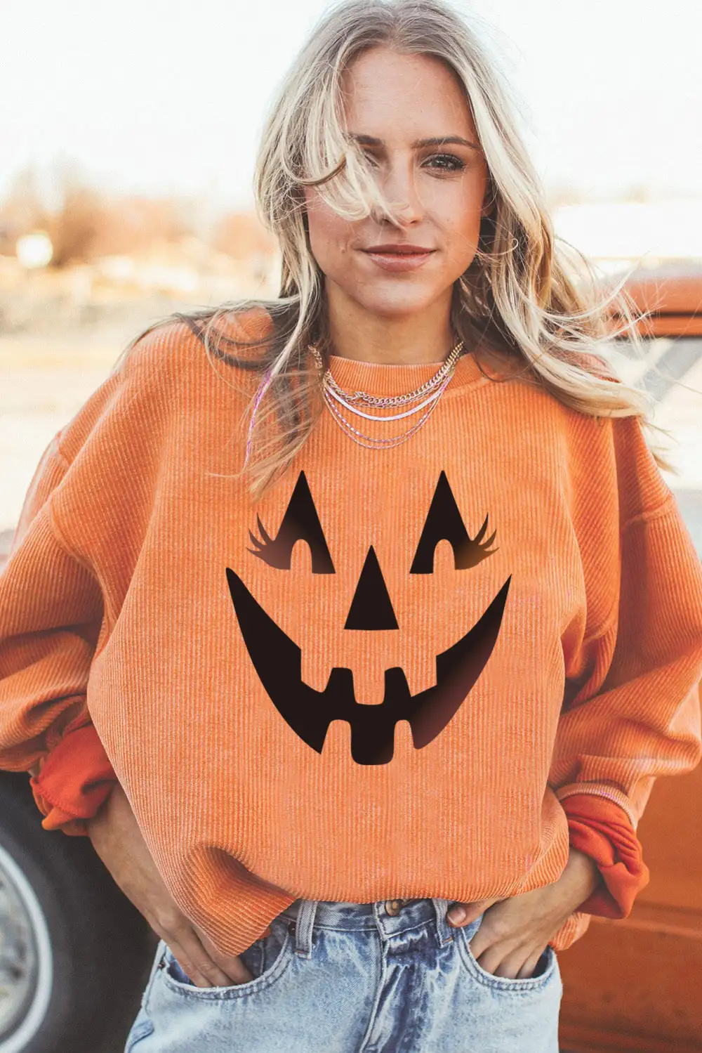 Pumpkin Smile Face Graphic Sweatshirt