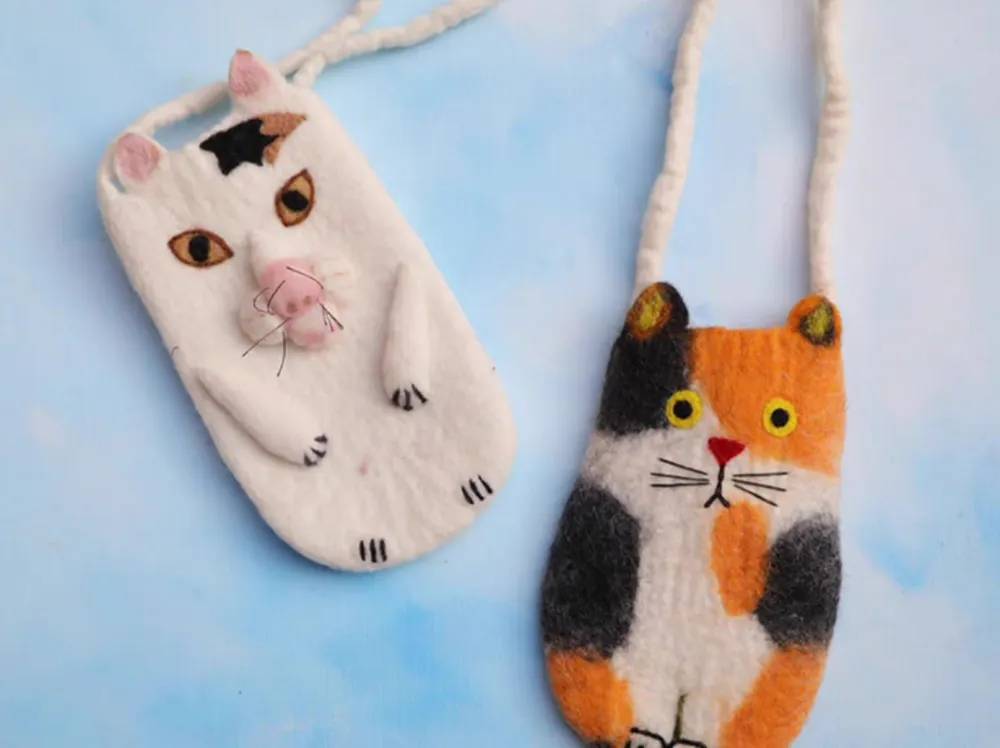 Cat Motif Phone Crossbody Bag