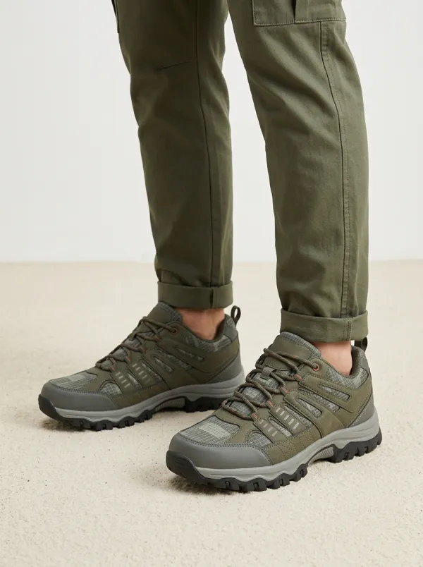 Men's Outdoor Hiking Plaid Pattern Print Shoes