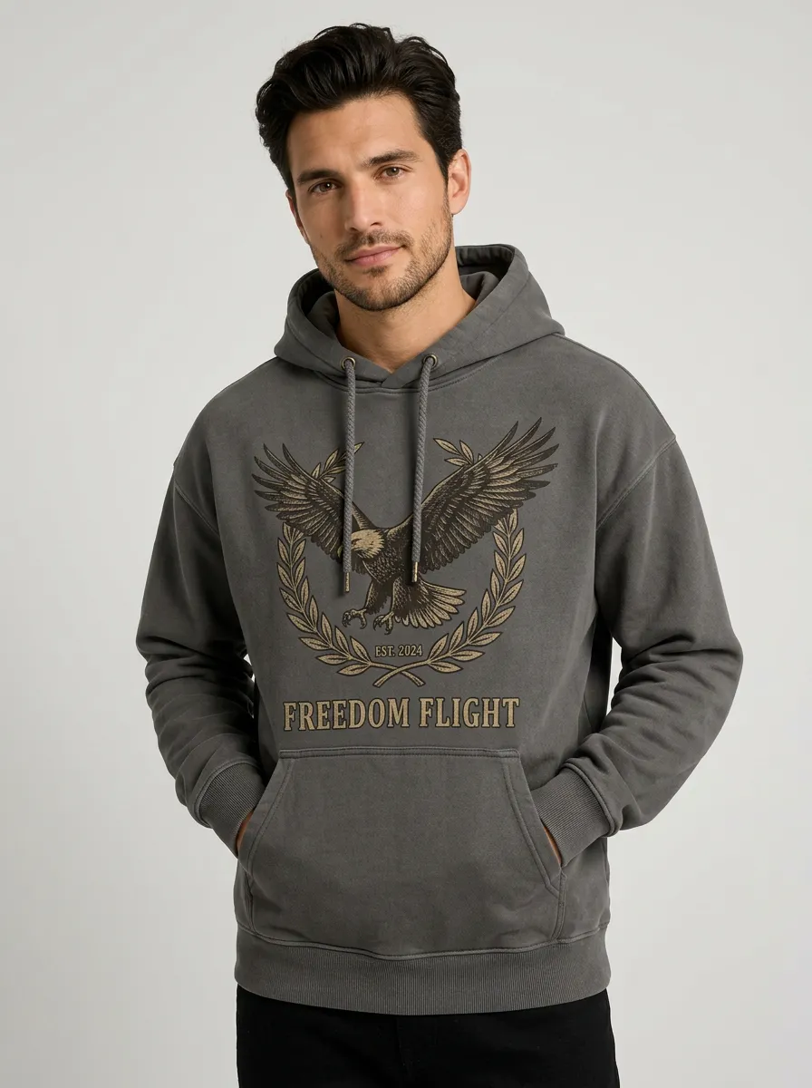 Men's Eagle Freedom Flight Laurel Wreath Graphic Hoodie