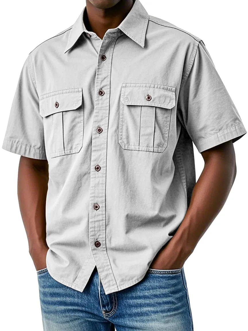 Clean Cut Short Sleeve Double Pocket Shirt