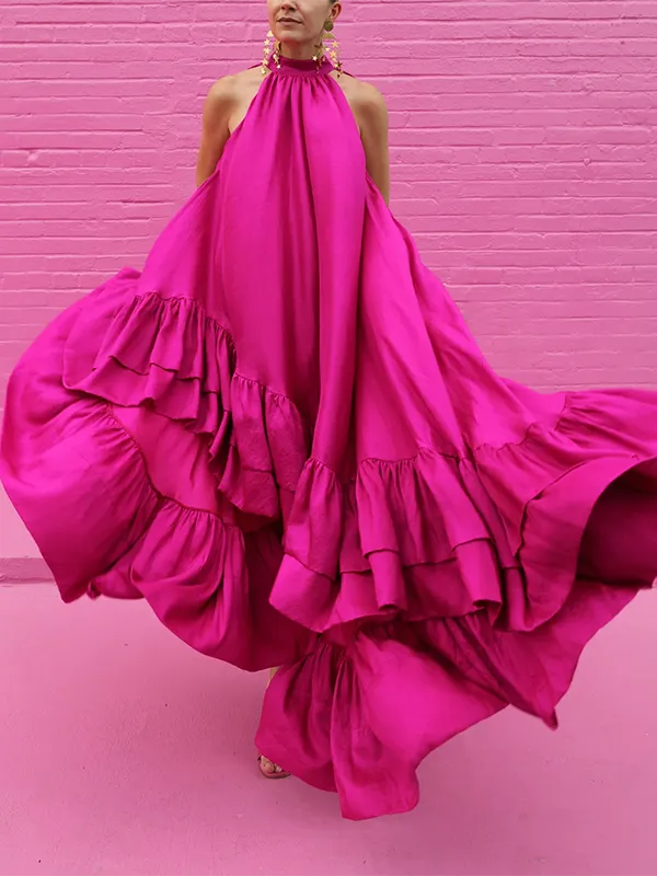 Women's Loose Fit Ruffled Maxi Dress
