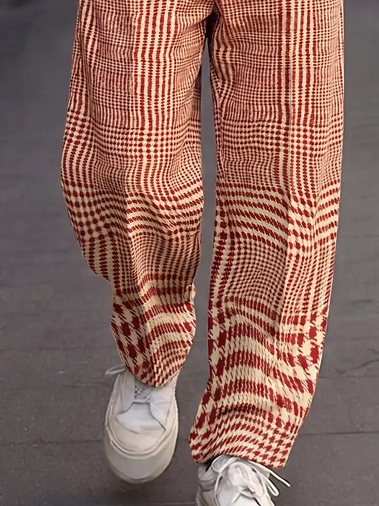Smart Casual Plaid Pattern Suit Pants